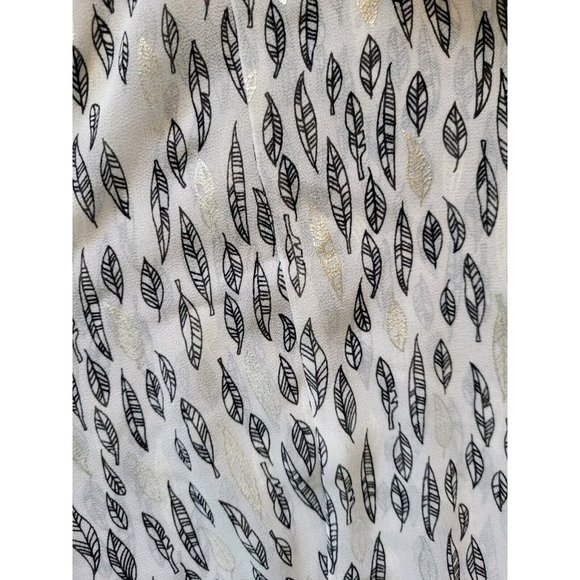 New Lane Bryant Button Up Sheer Peplum Top Leaf Pattern White Black Silver 22/24 - Picture 2 of 8